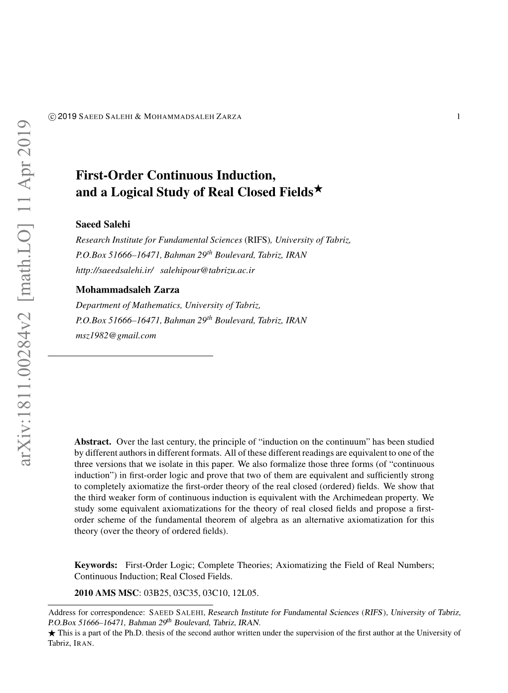 First-Order Continuous Induction, and a Logical Study of Real Closed Fields