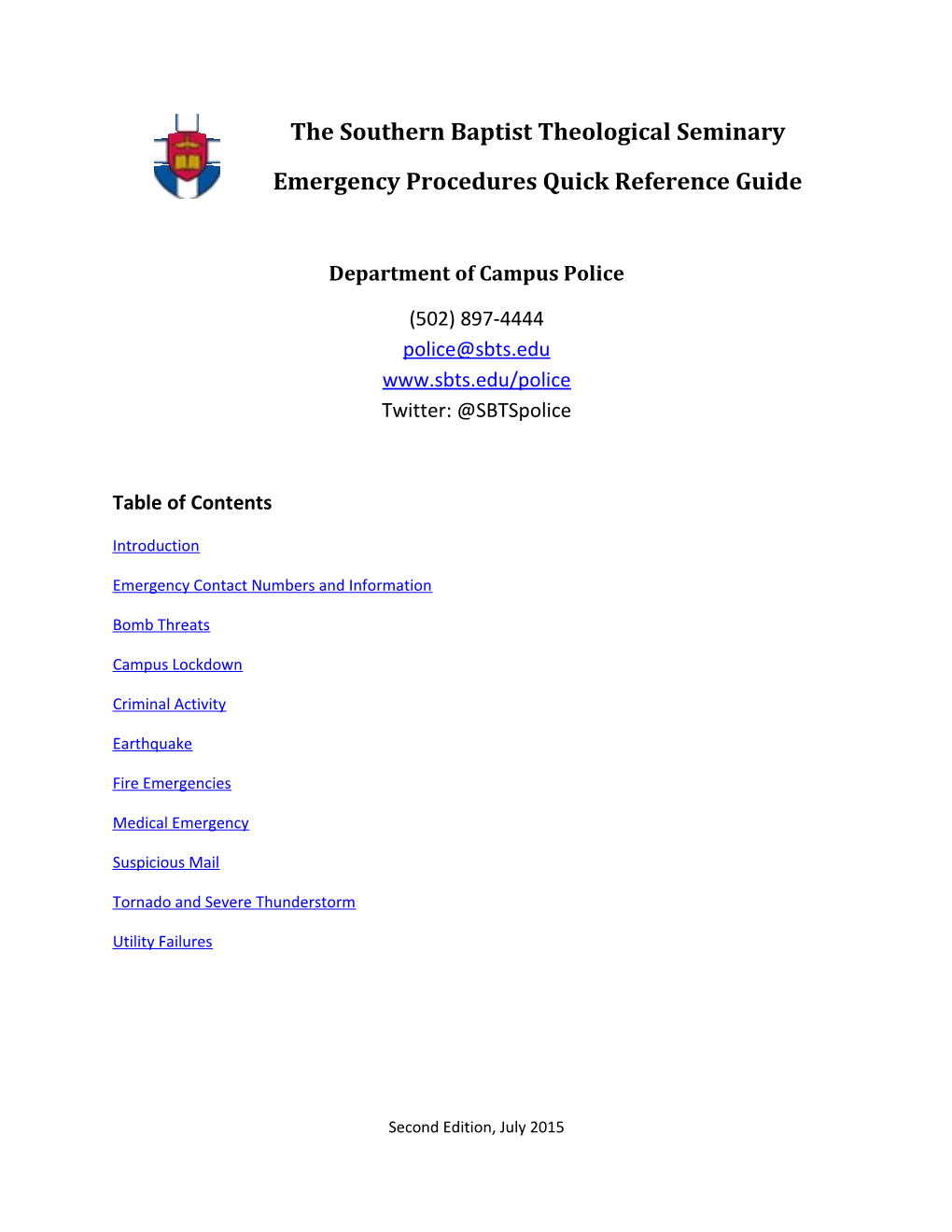 Emergency Procedures Quick Reference Guide