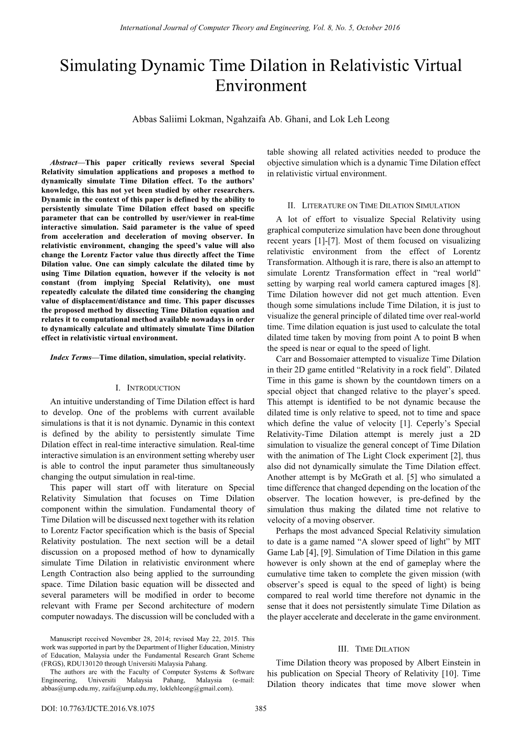 Simulating Dynamic Time Dilation in Relativistic Virtual Environment