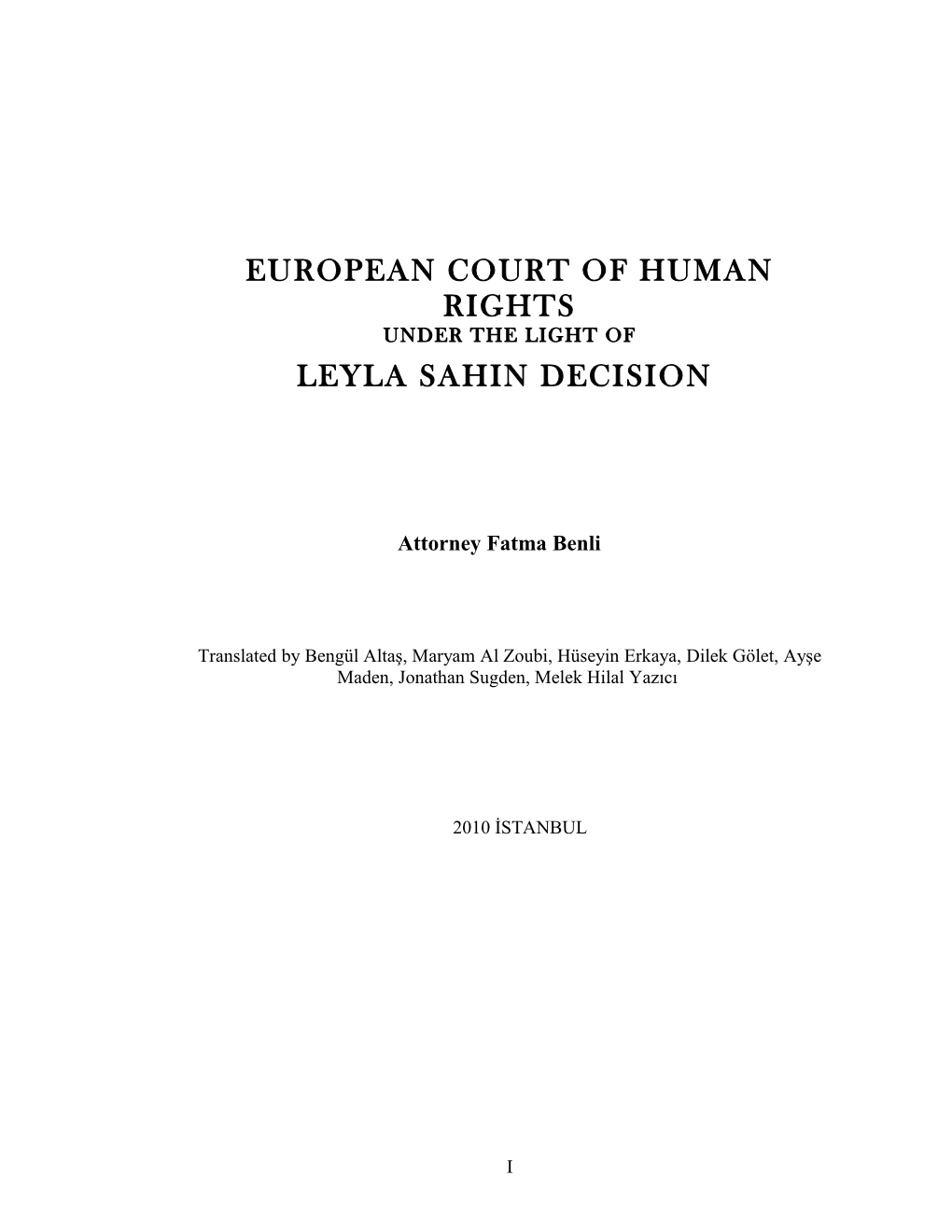 European Court of Human Rights Leyla Sahin Decision