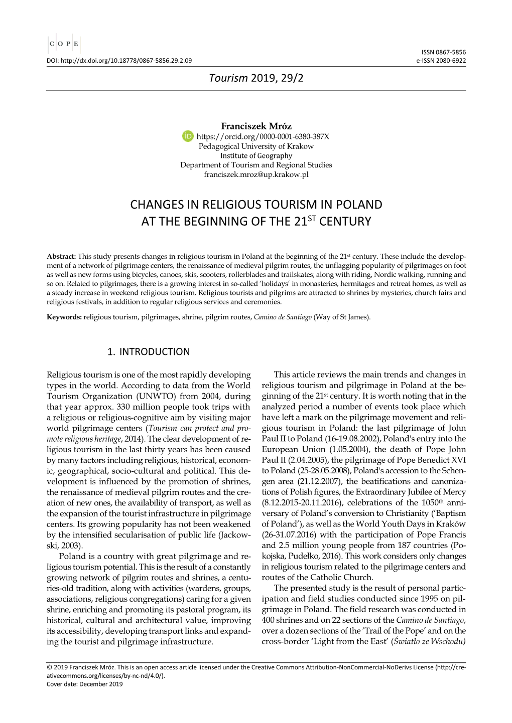 1Changes in Religious Tourism in Poland at The