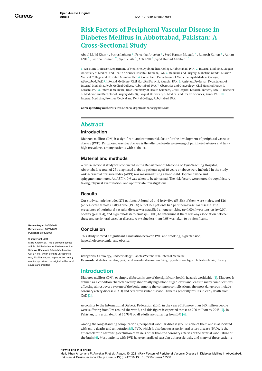 A Cross-Sectional Study