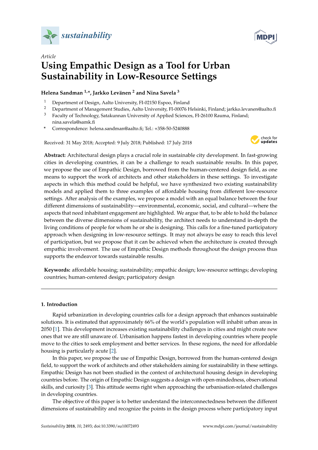 Using Empathic Design As a Tool for Urban Sustainability in Low-Resource Settings