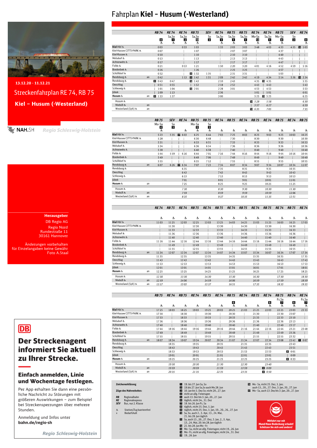 Fahrplan Kiel – Husum (-Westerland)