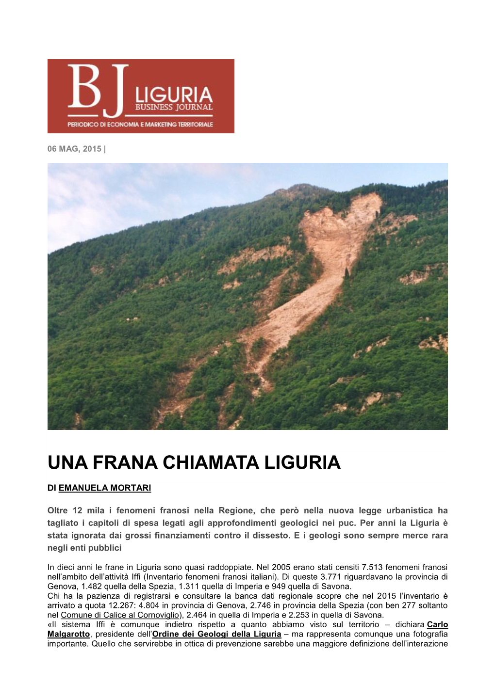 Una Frana Chiamata Liguria