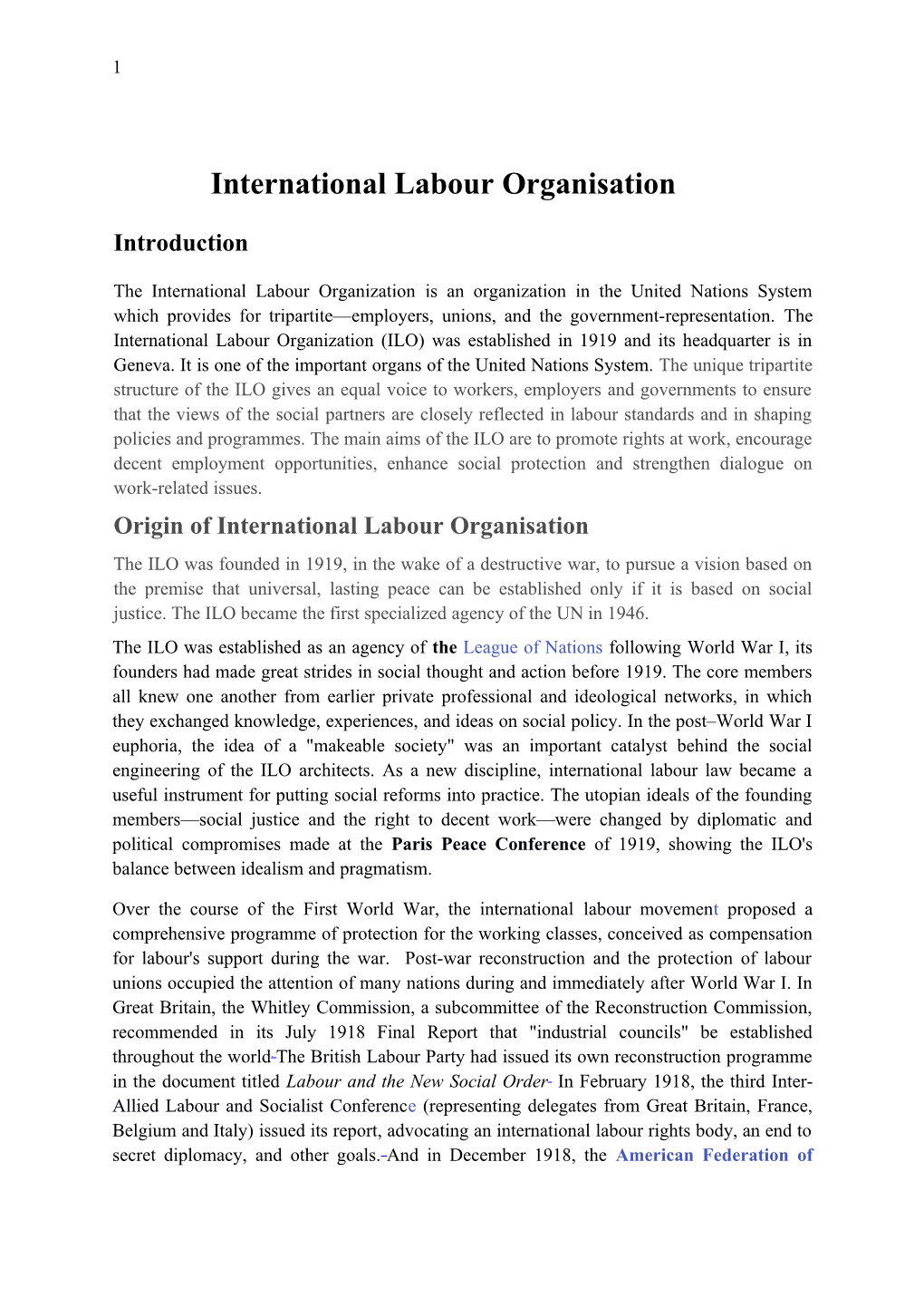 International Labour Organisation