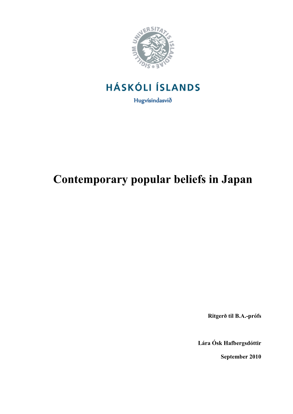 Contemporary Popular Beliefs in Japan