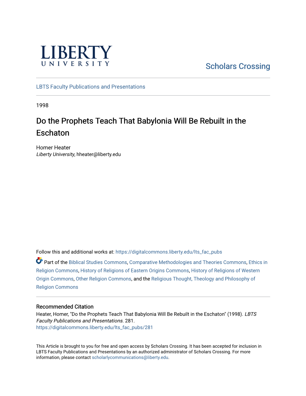 Do the Prophets Teach That Babylonia Will Be Rebuilt in the Eschaton