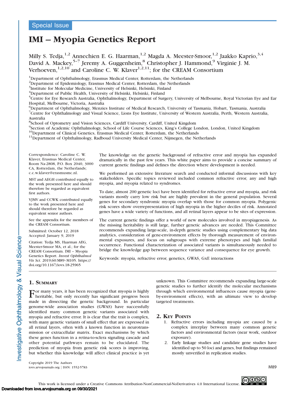 Myopia Genetics Report