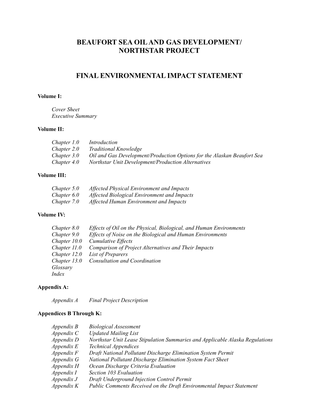 Northstar Project Final Environmental