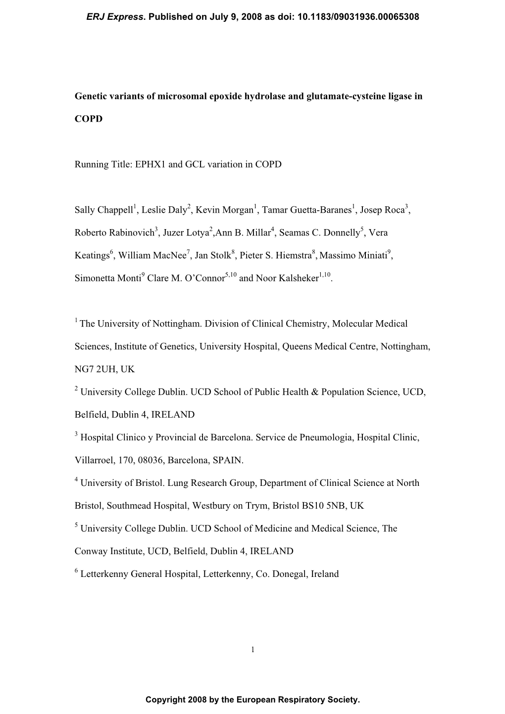 Genetic Variants of Microsomal Epoxide Hydrolase and Glutamate-Cysteine Ligase In