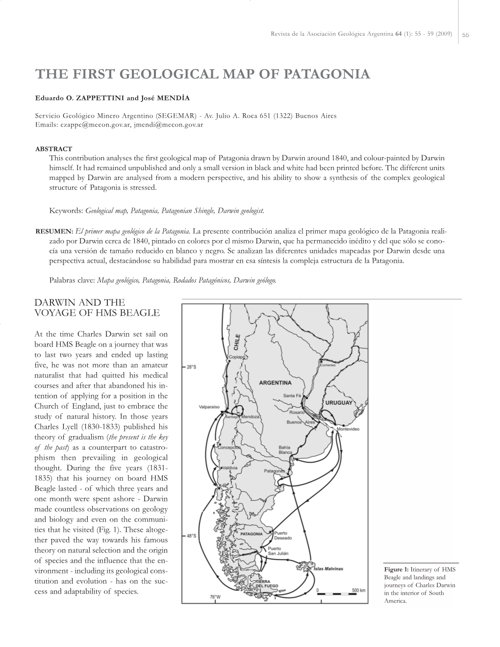 The First Geological Map of Patagonia