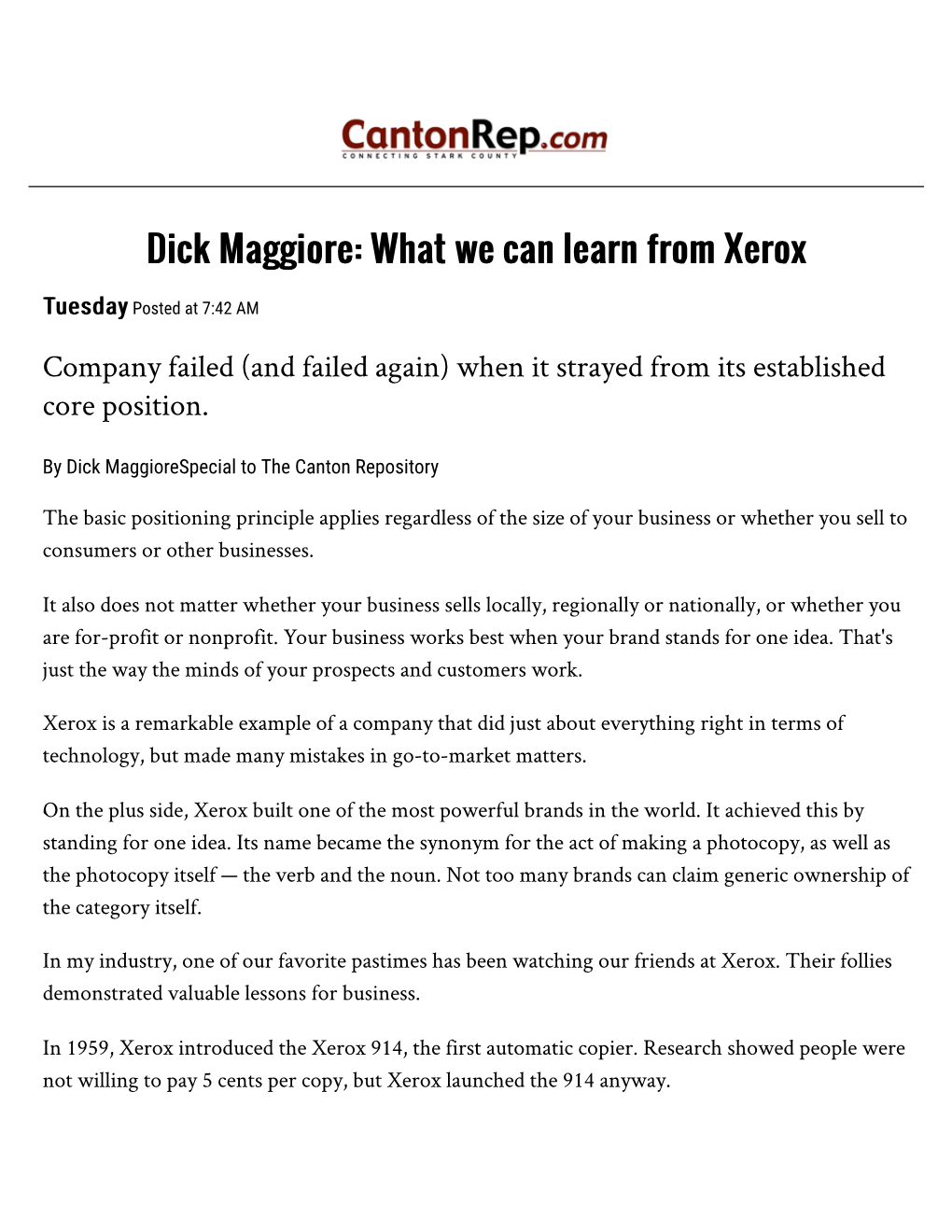 Dick Maggiore: What We Can Learn from Xerox