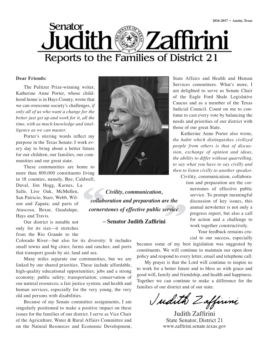 Judith Zaffirini Work Together Constructively