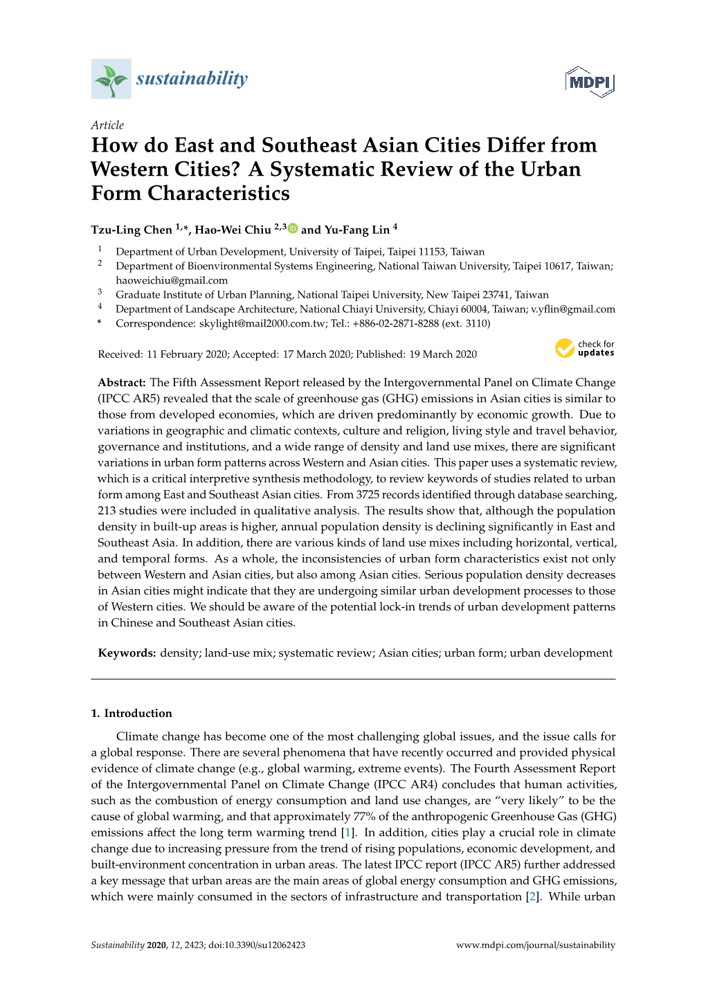 How Do East and Southeast Asian Cities Differ from Western Cities? a Systematic Review of the Urban Form Characteristics