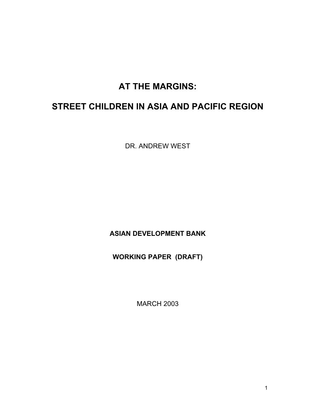 Street Children in Asia and Pacific Region