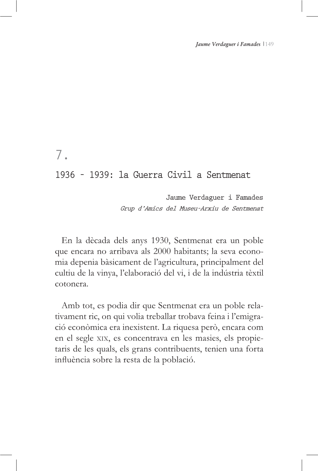 1936 – 1939: La Guerra Civil a Sentmenat