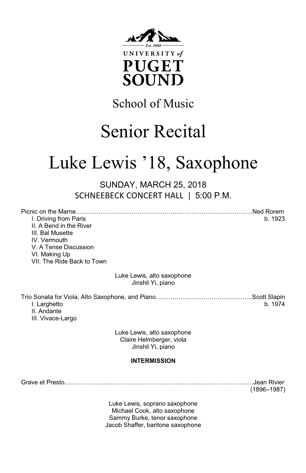 Senior Recital Luke Lewis