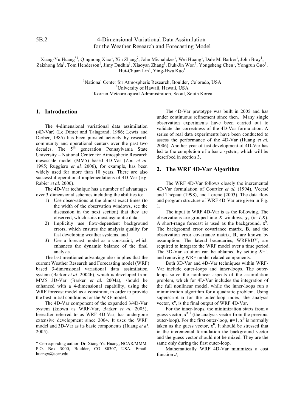 5B.2 4-Dimensional Variational Data Assimilation for the Weather Research and Forecasting Model