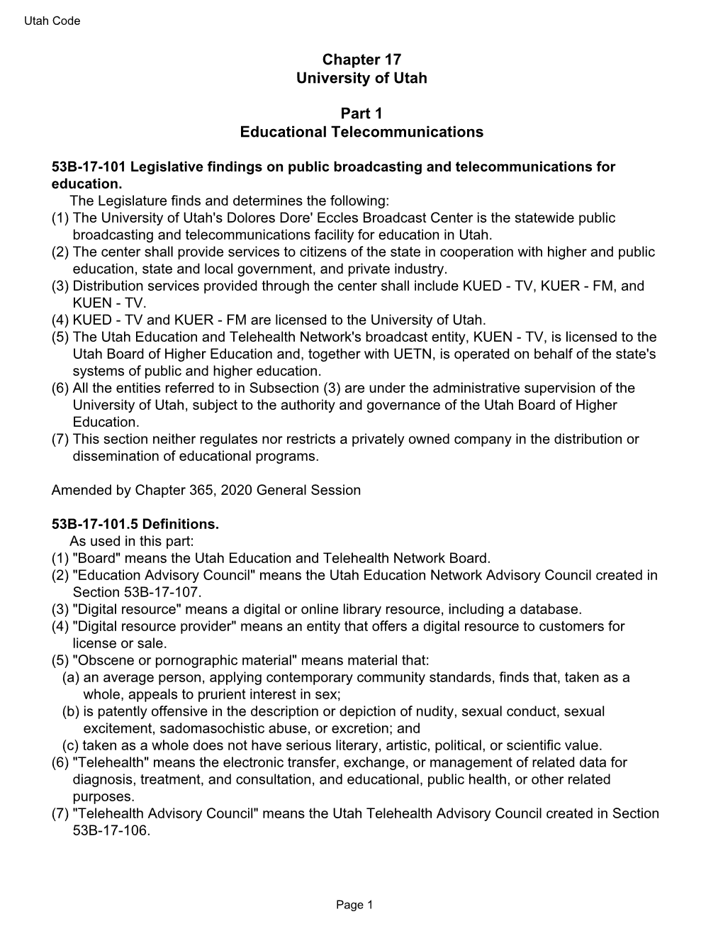 Chapter 17 University of Utah Part 1 Educational Telecommunications