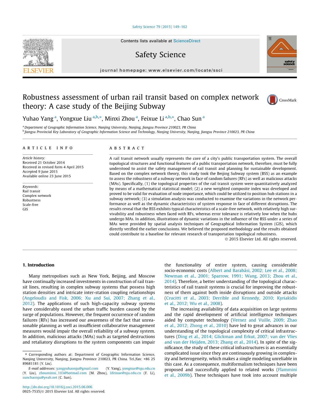 Robustness Assessment of Urban Rail Transit Based on Complex Network