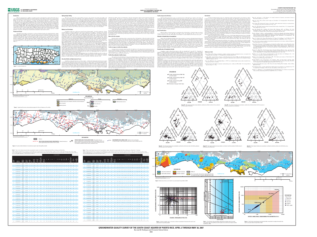 GROUNDWATER-QUALITY SURVEY of the SOUTH COAST AQUIFER of PUERTO RICO, APRIL 2 THROUGH MAY 30, 2007 by José M