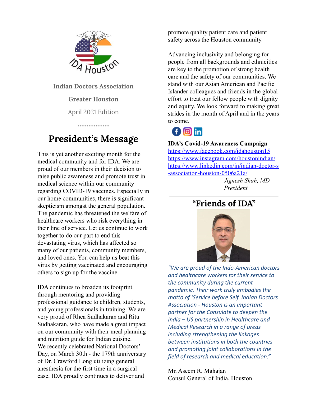 IDA Newsletter April 2021