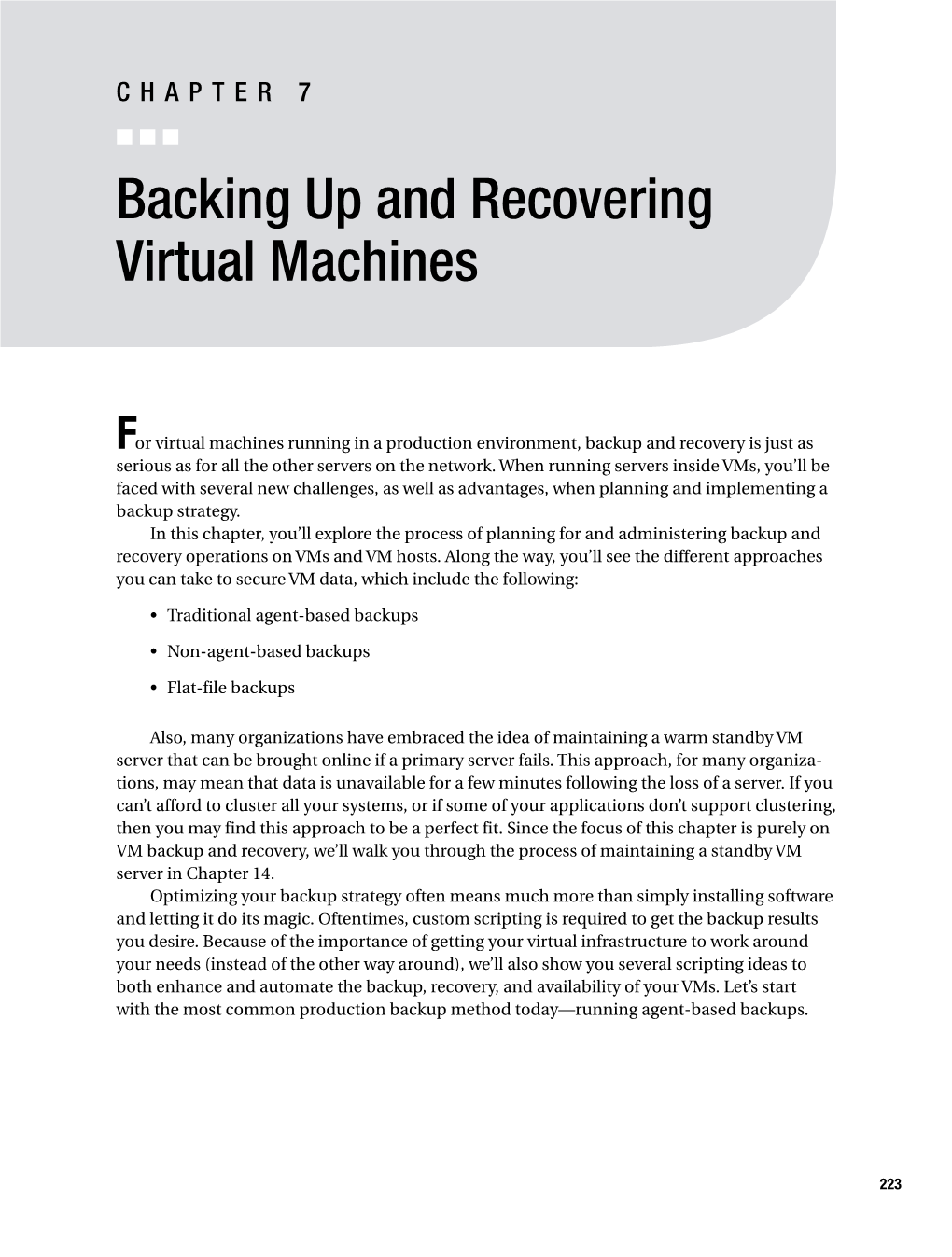 Backing up and Recovering Virtual Machines