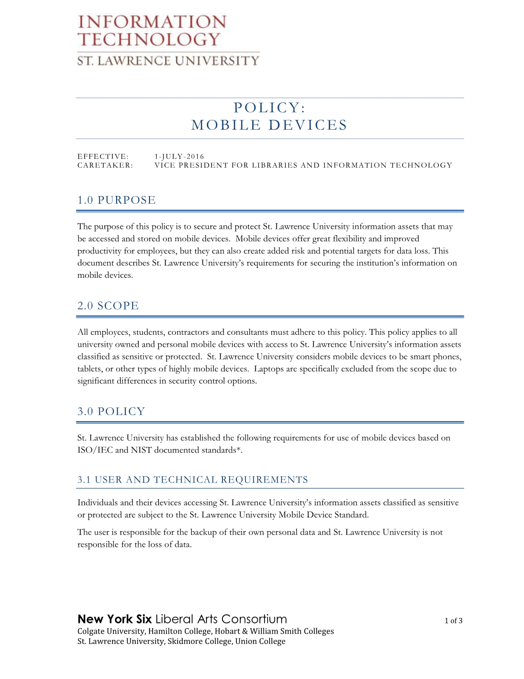 Mobile Device Policy