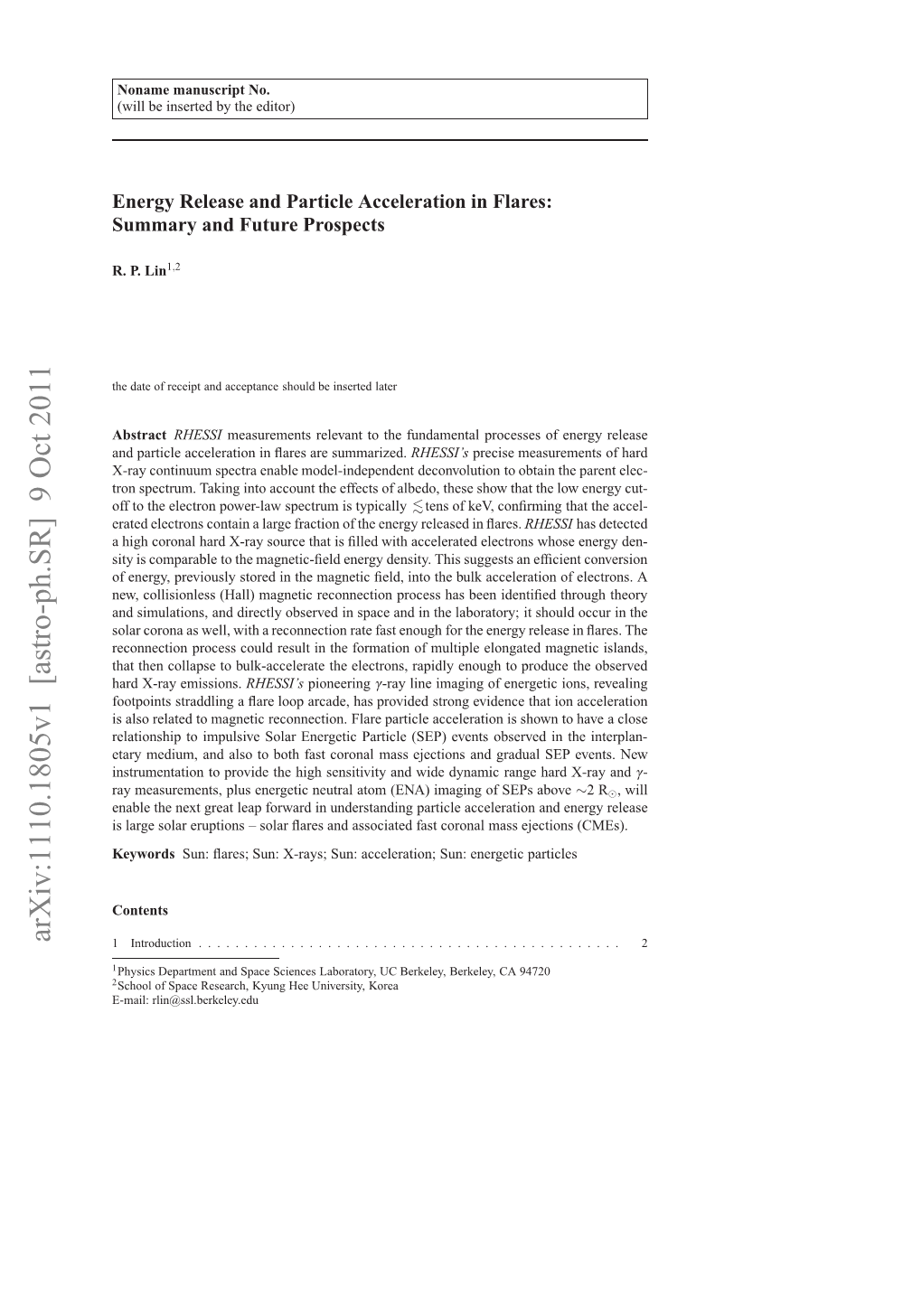 Arxiv:1110.1805V1 [Astro-Ph.SR] 9 Oct 2011 Htte Olpet Ukaclrt H Lcrn,Rapid Emissions