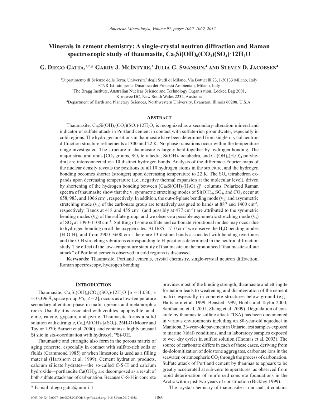 Minerals in Cement Chemistry: a Single-Crystal Neutron Diffraction and Raman