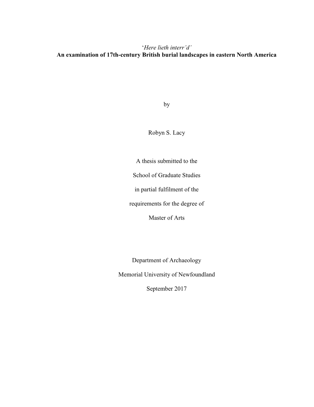 D' an Examination of 17Th-Century British Burial Landscapes in Eastern