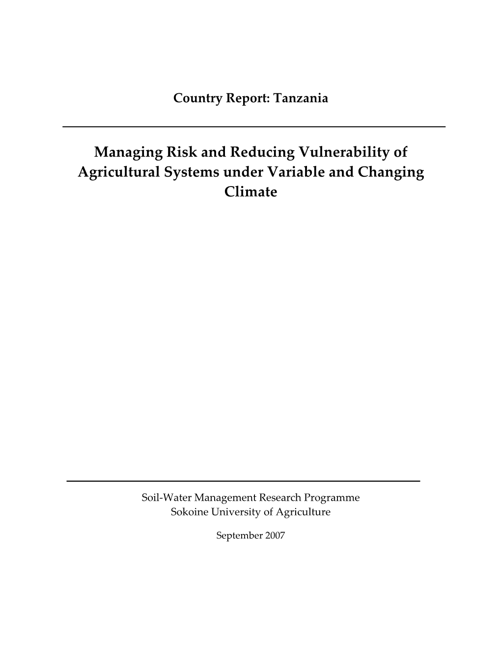 Managing Risk and Reducing Vulnerability of Agricultural Systems Under Variable and Changing Climate