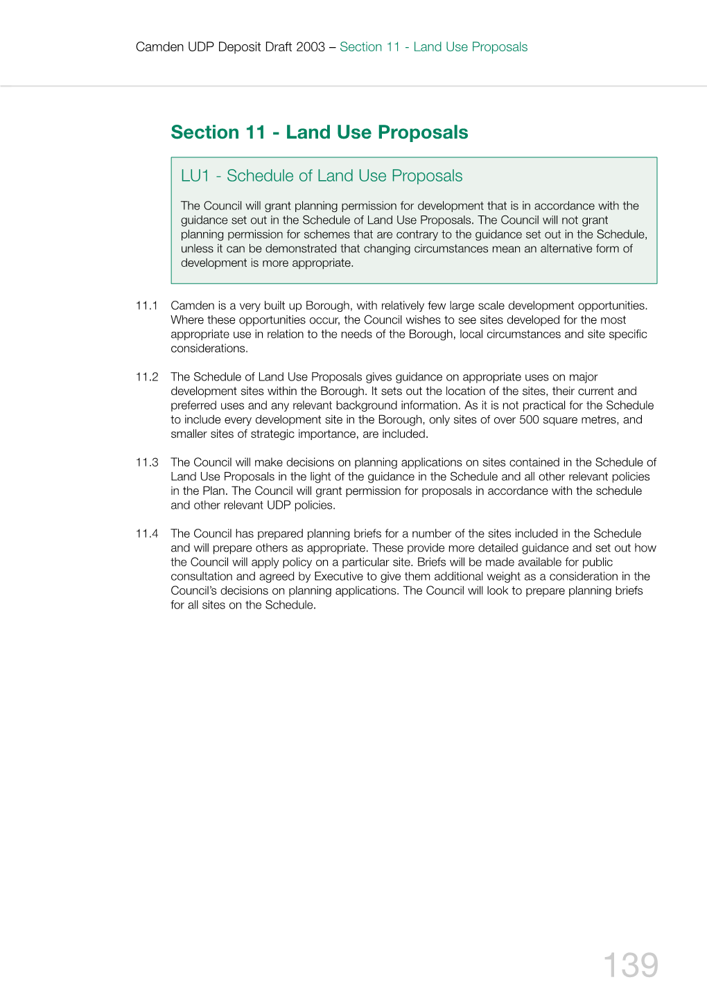Section 11 - Land Use Proposals