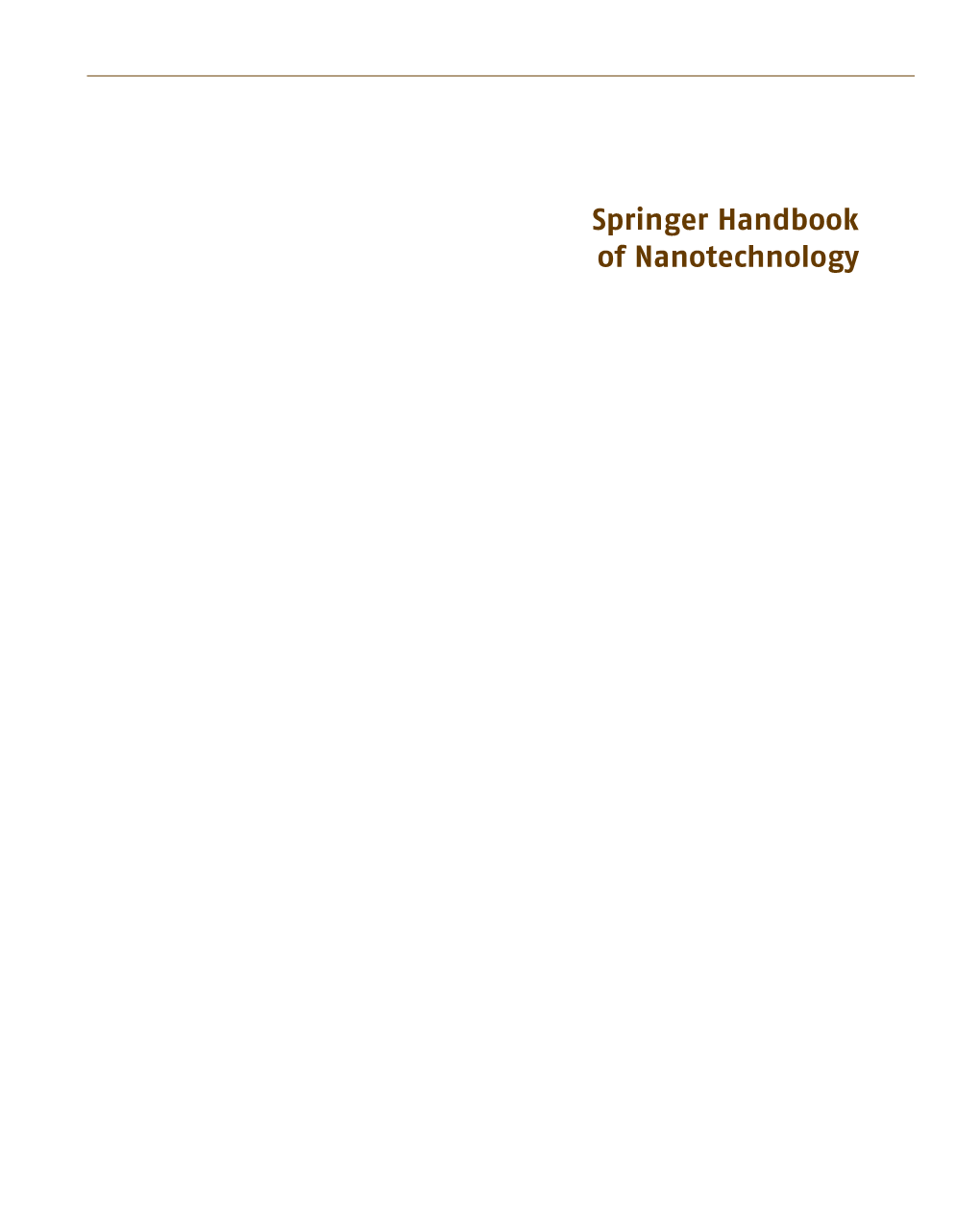 Springer Handbook of Nanotechnology