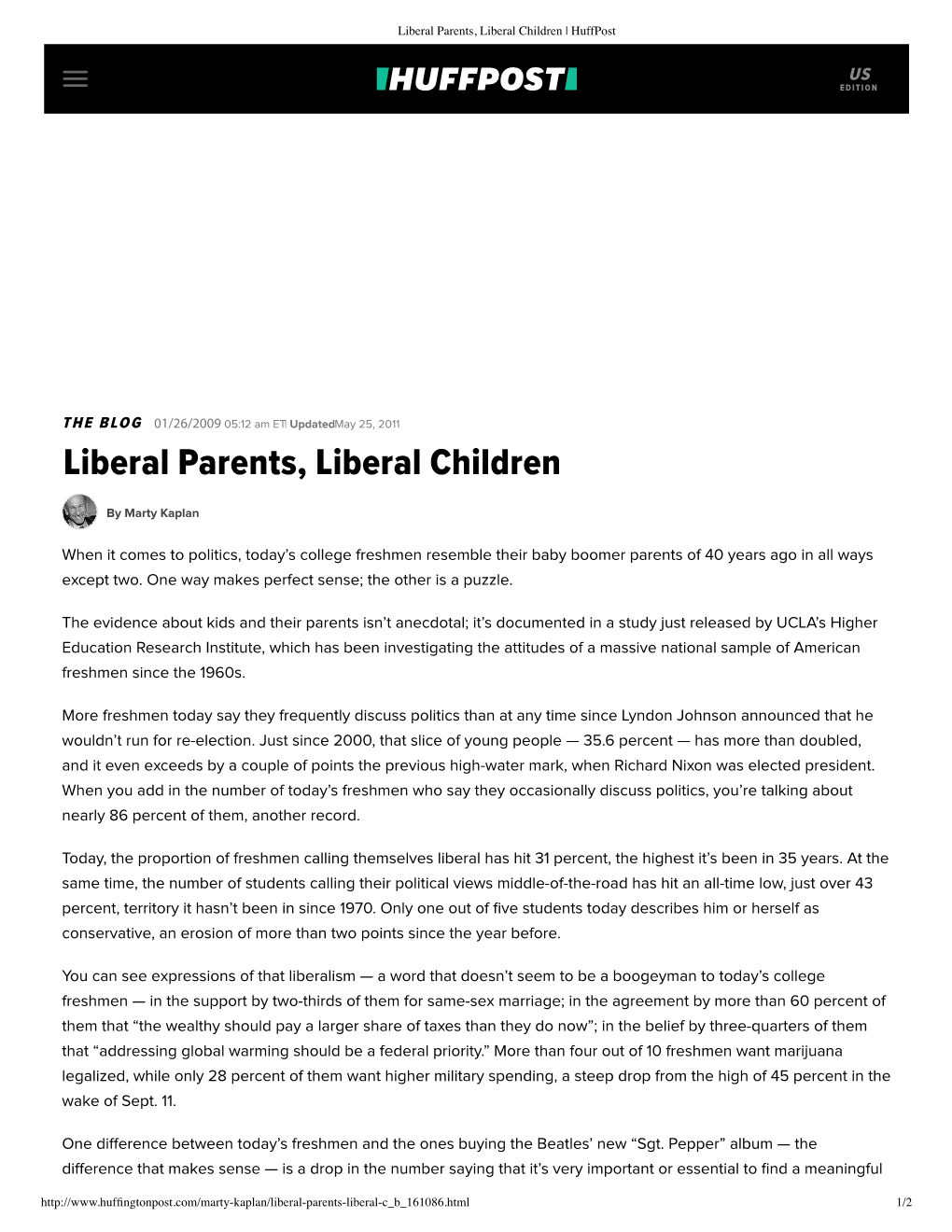 Liberal Parents, Liberal Children | Huffpost