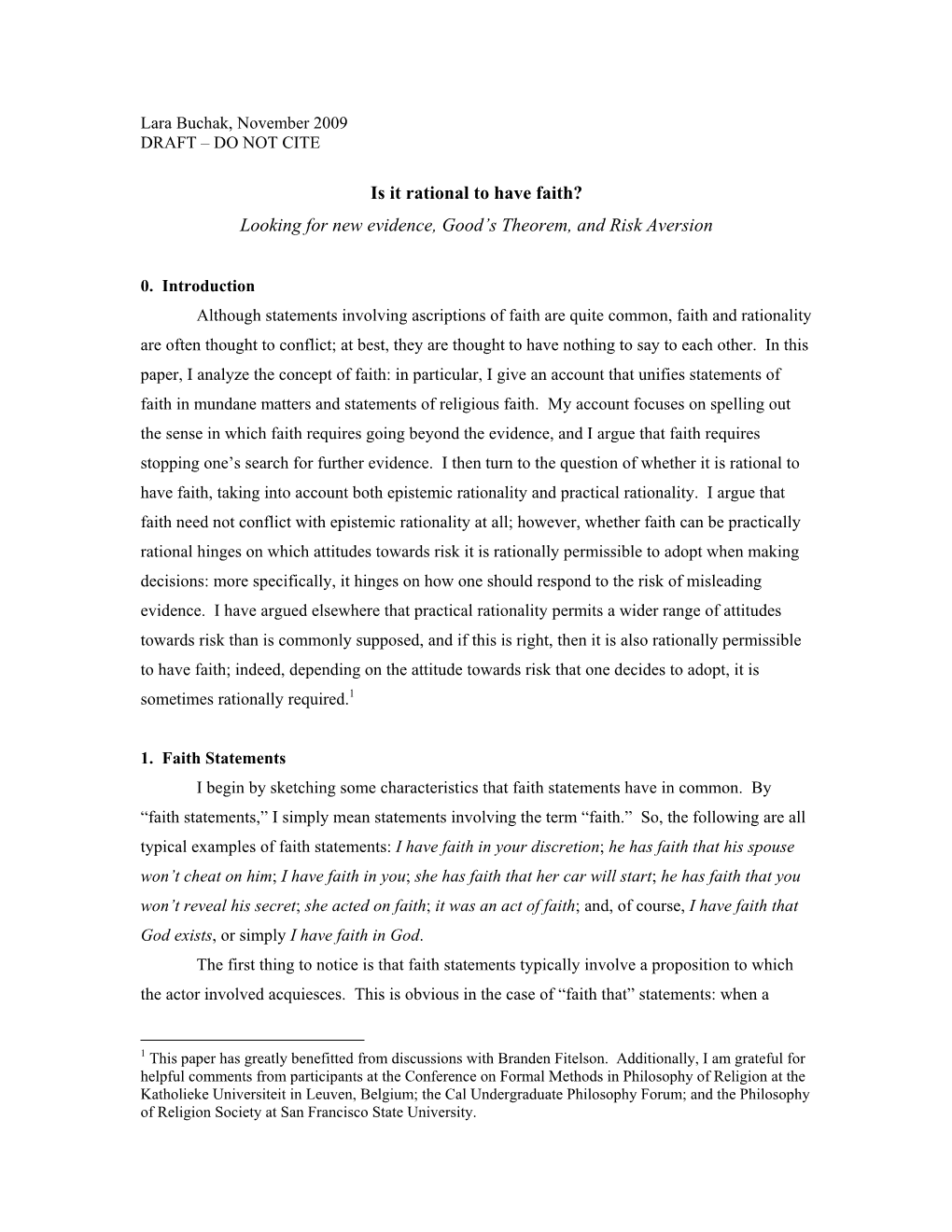 Is It Rational to Have Faith? Looking for New Evidence, Good’S Theorem, and Risk Aversion