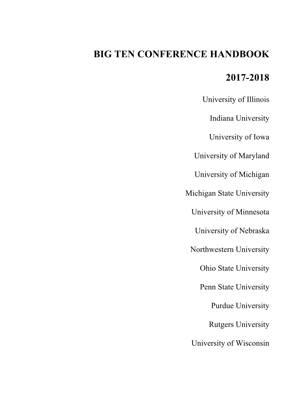 Big Ten Conference Handbook