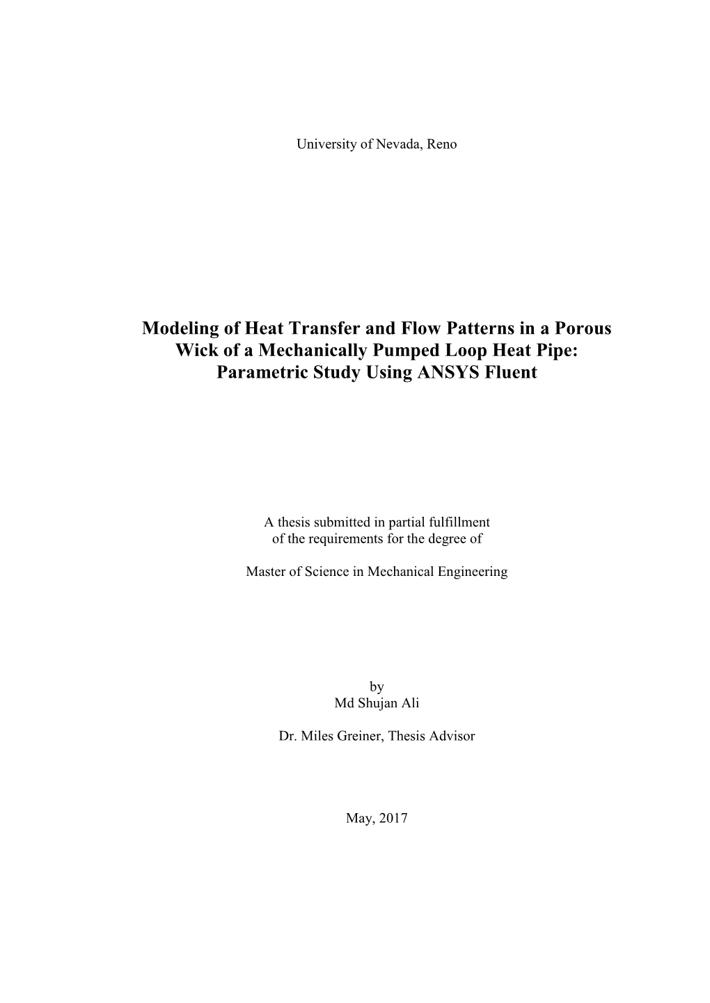 Modeling of Heat Transfer and Flow Patterns in a Porous Wick of a Mechanically Pumped Loop Heat Pipe: Parametric Study Using ANSYS Fluent