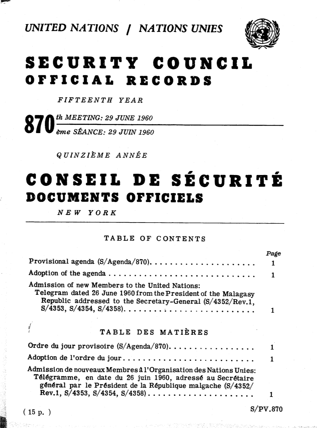SECURITY COUNCIL CONSEIL DE Seeuritb