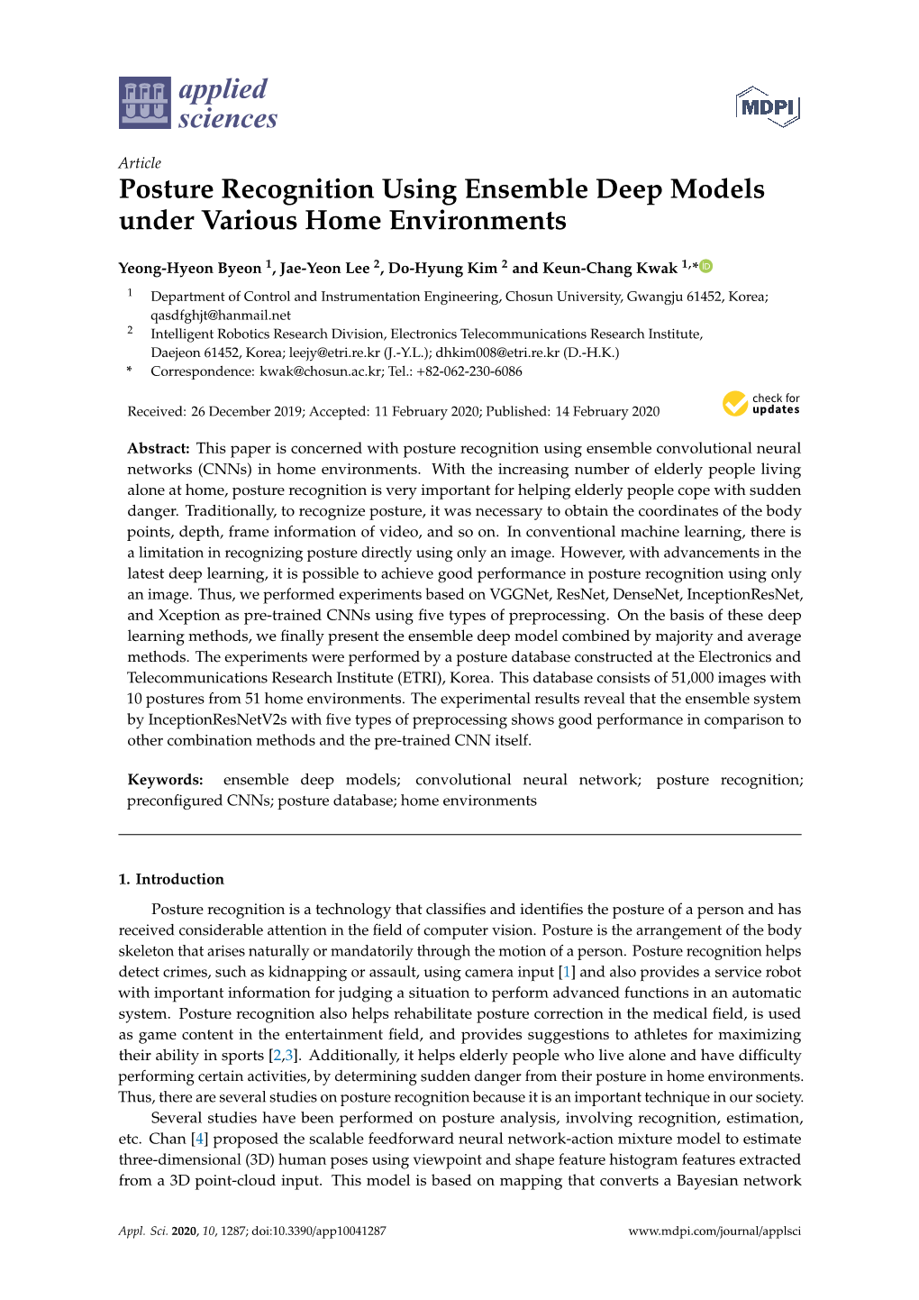 Posture Recognition Using Ensemble Deep Models Under Various Home Environments