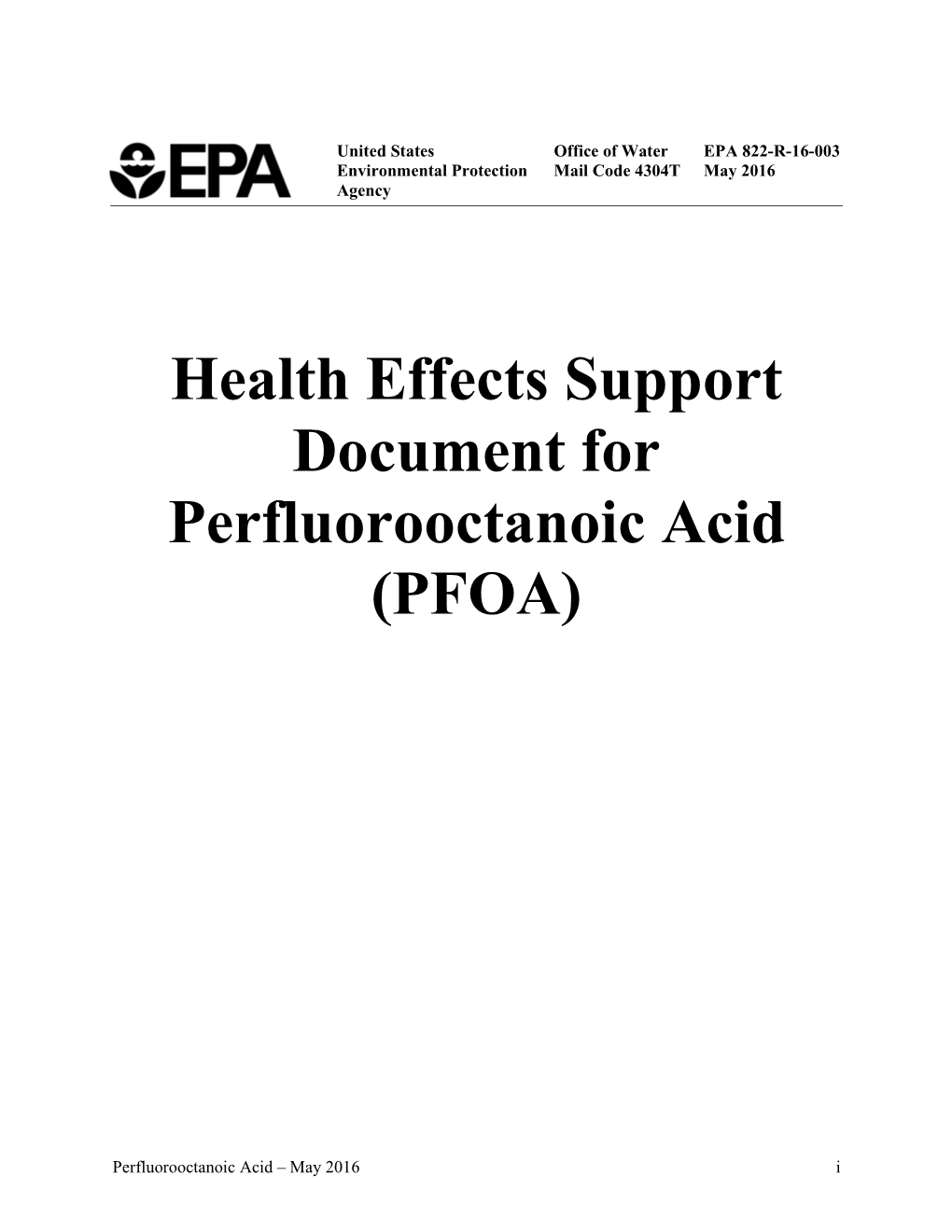 Health Effects Support Document for Perfluorooctanoic Acid (PFOA)