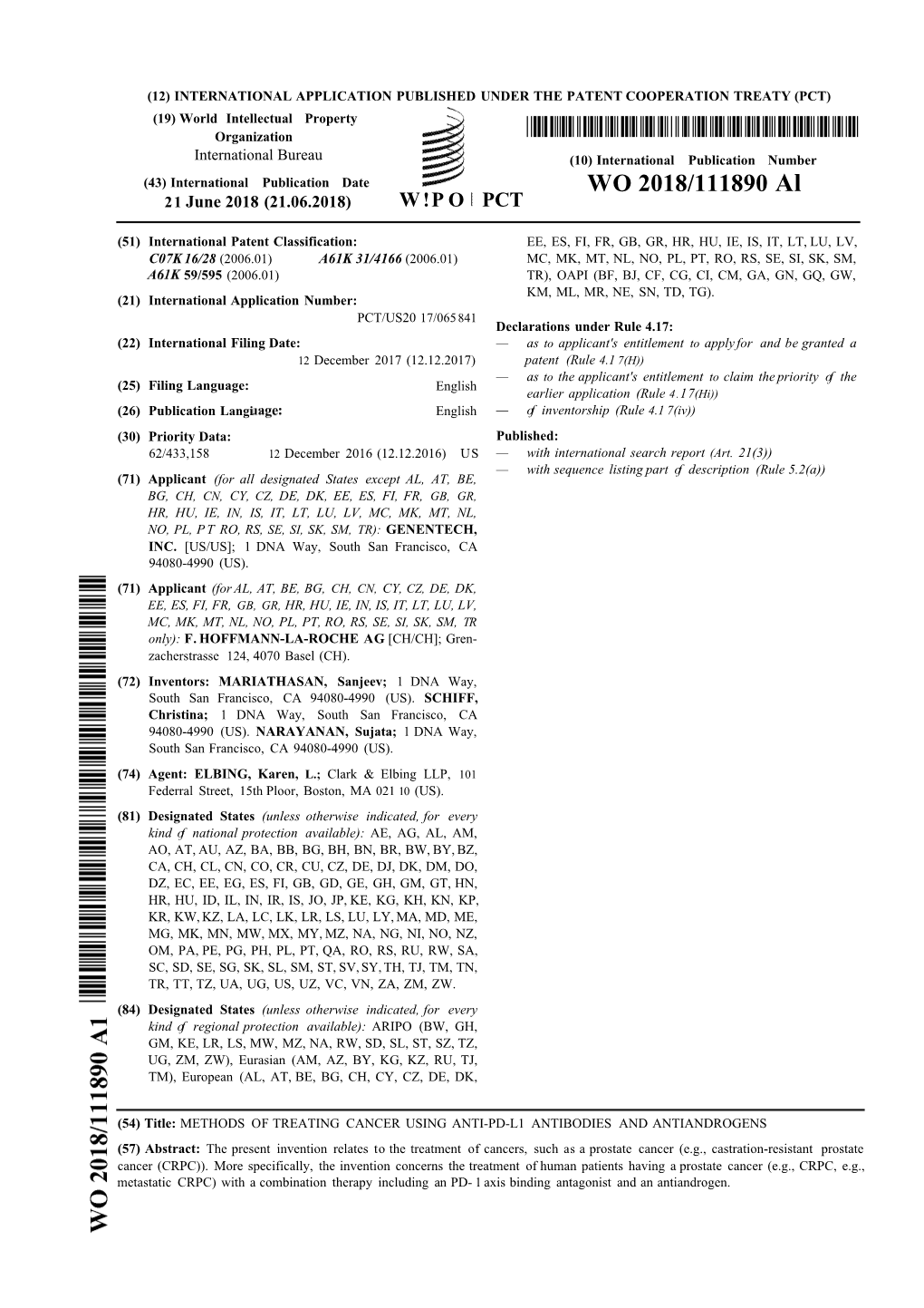 WO 2018/111890 Al 21 June 2018 (21.06.2018) W !P O PCT