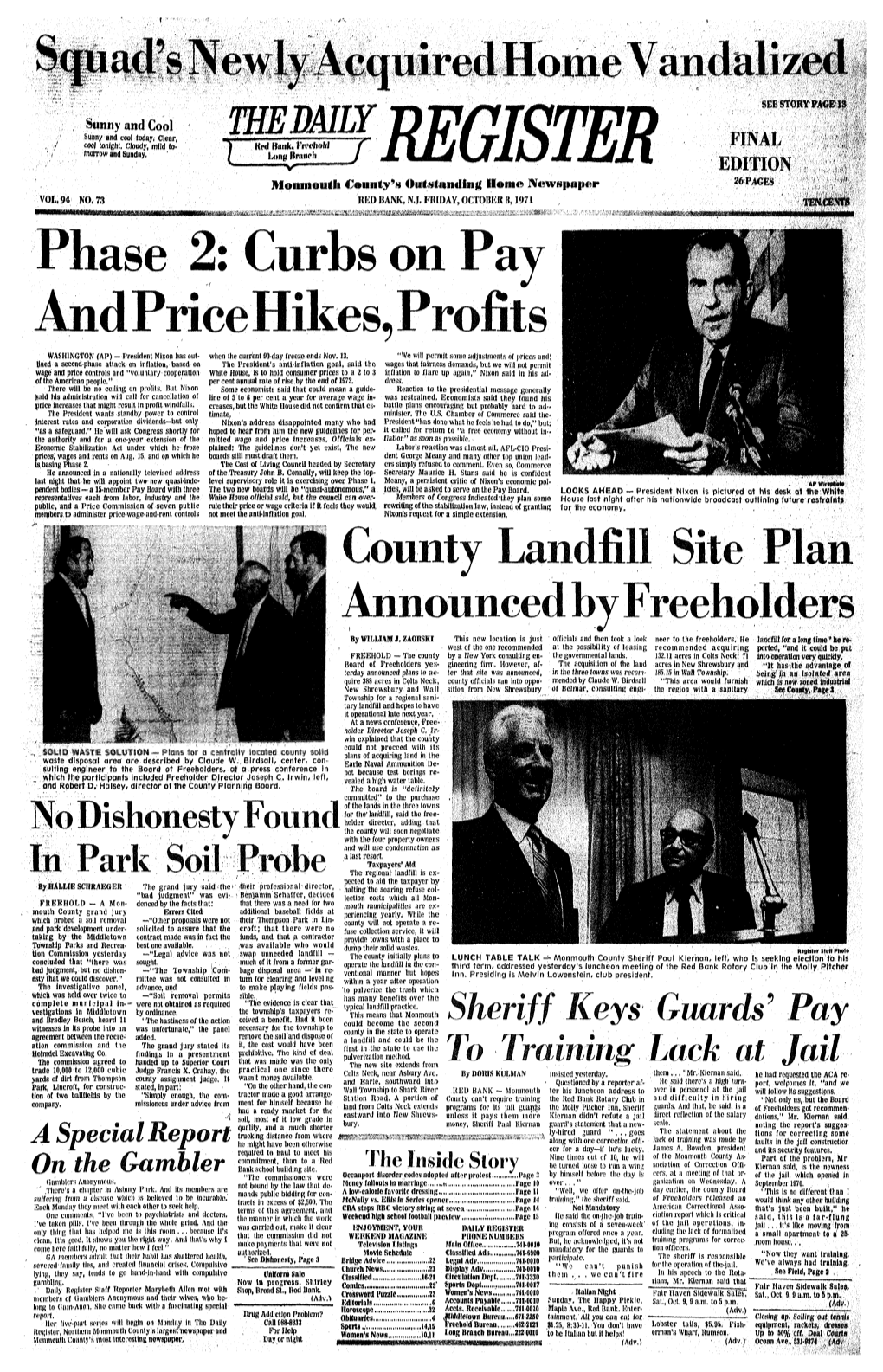 Curbs on Pay and Price Hikes, Profit S WASHINGTON (AP) - President Nixon Has Out- When the Current 90-Day Freeze Ends Nov