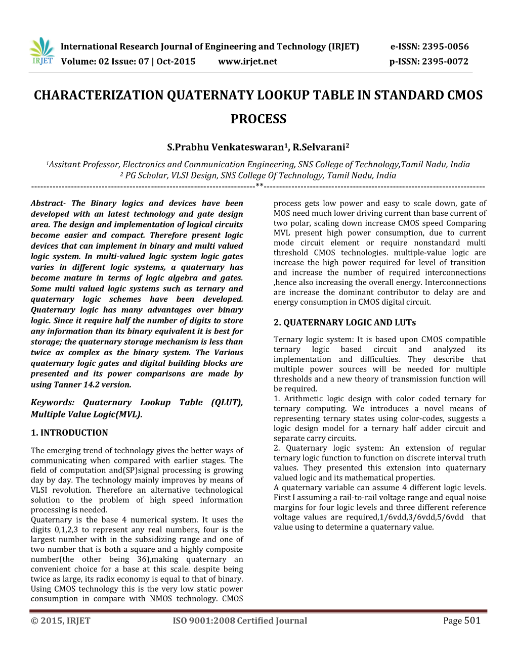 Characterization Quaternaty Lookup Table in Standard Cmos Process