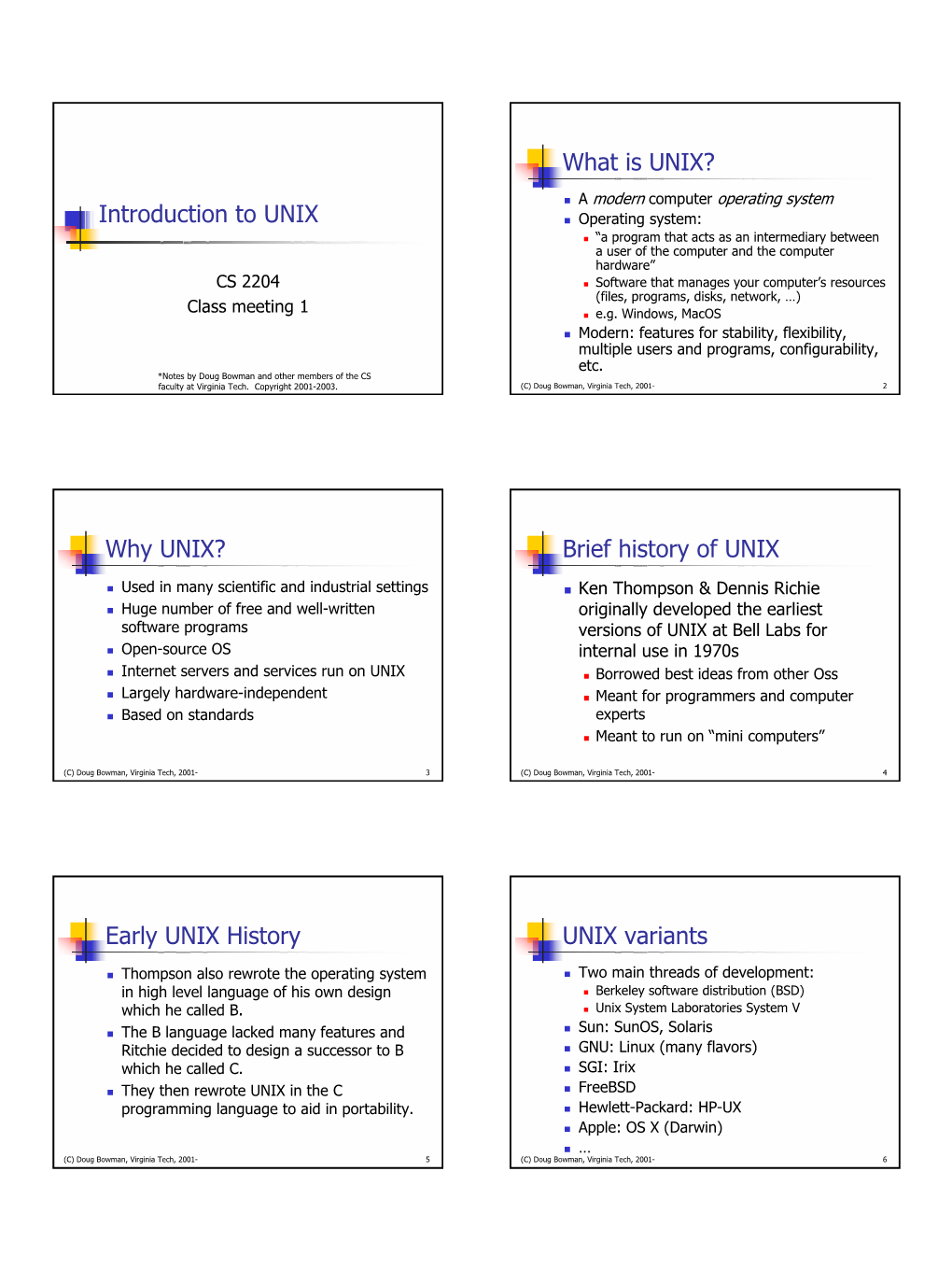 Introduction to UNIX What Is UNIX? Why UNIX? Brief History of UNIX Early UNIX History UNIX Variants