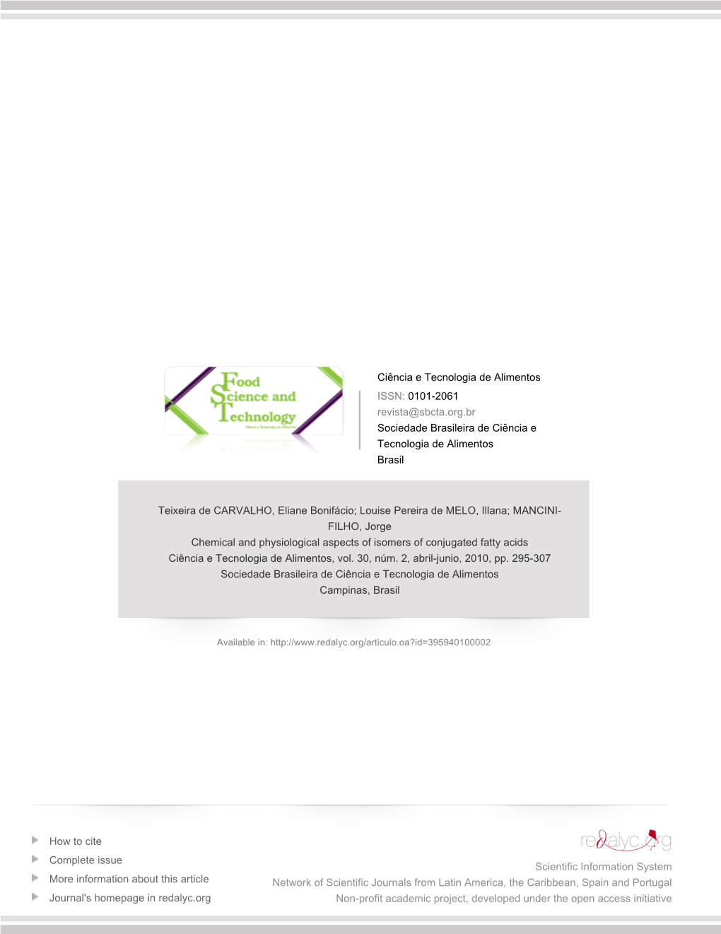 Redalyc.Chemical and Physiological Aspects of Isomers of Conjugated