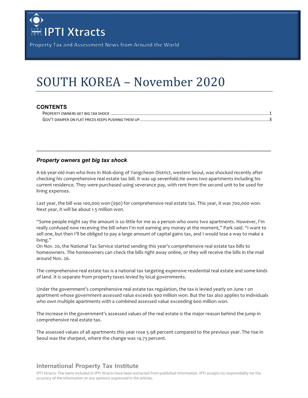 SOUTH KOREA – November 2020