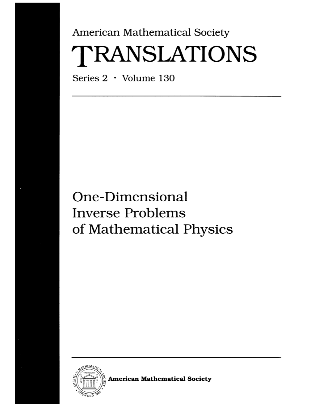 American Mathematical Society TRANSLATIONS Series 2 • Volume 130