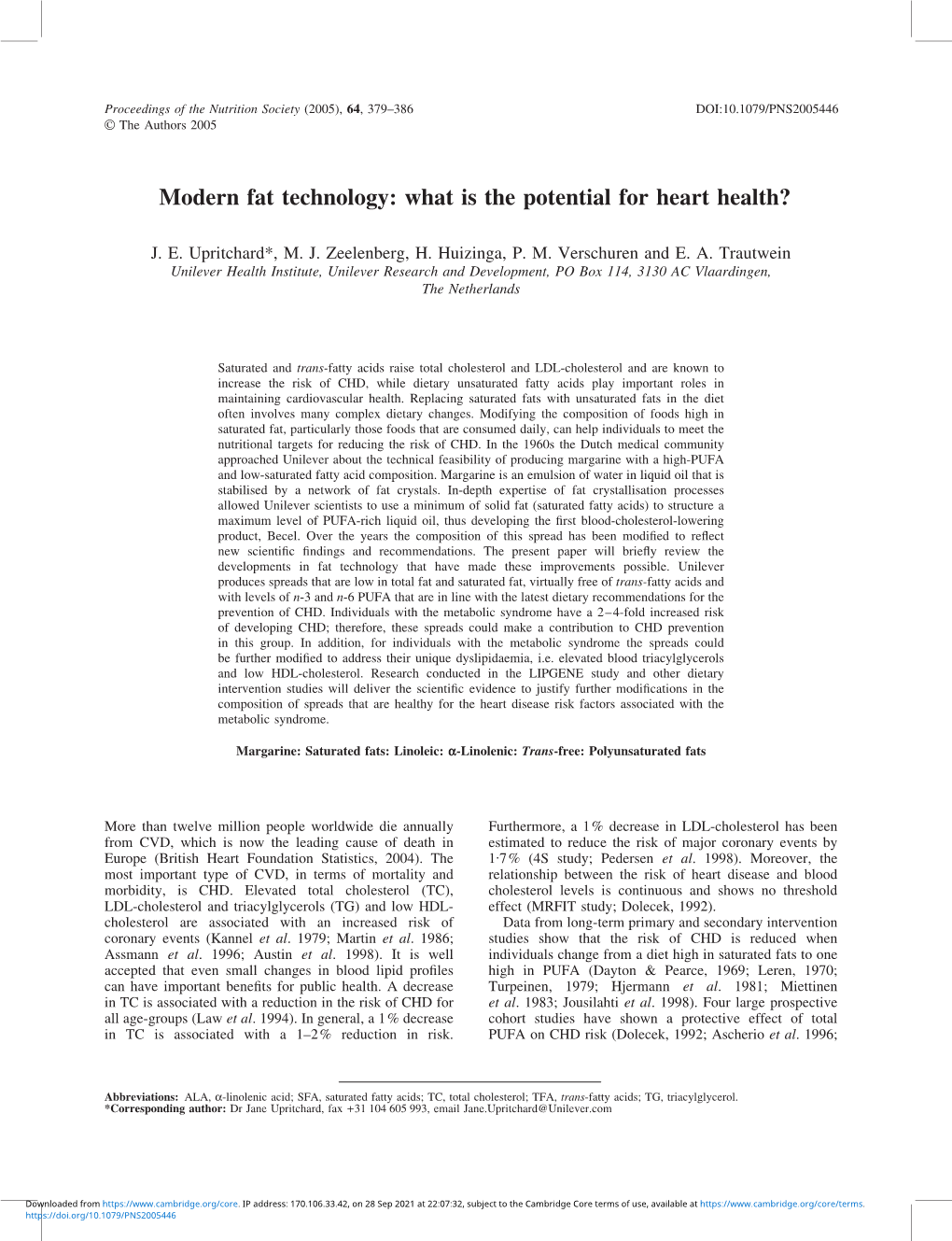 Modern Fat Technology: What Is the Potential for Heart Health?